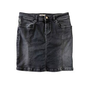 Burberry Brit Black Denim Mini Skirt Zip Back Stretch Y2K Designer US 6